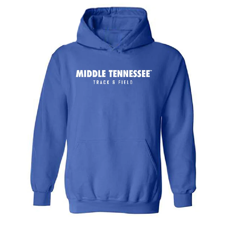 MTSU - NCAA Women's Track & Field : Xarya Udoumana - Classic Shersey Hooded Sweatshirt Hoodie with Typography Text Message MTSU - NCAA Women's Track & Field : Xarya Udoumana - Classic Shersey Hooded Sweatshirt Hoodie with Typography Text Message