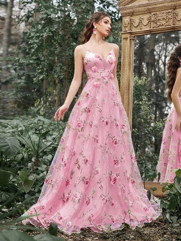 Elegant Lace Up Back Floral Appliques Cami Party Dress Tunics Polka dots