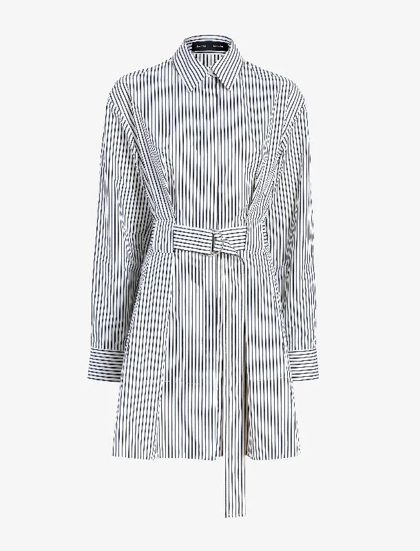 Viola Dress in Stripe Cotton Silk Poplin Shift Classic Vintage