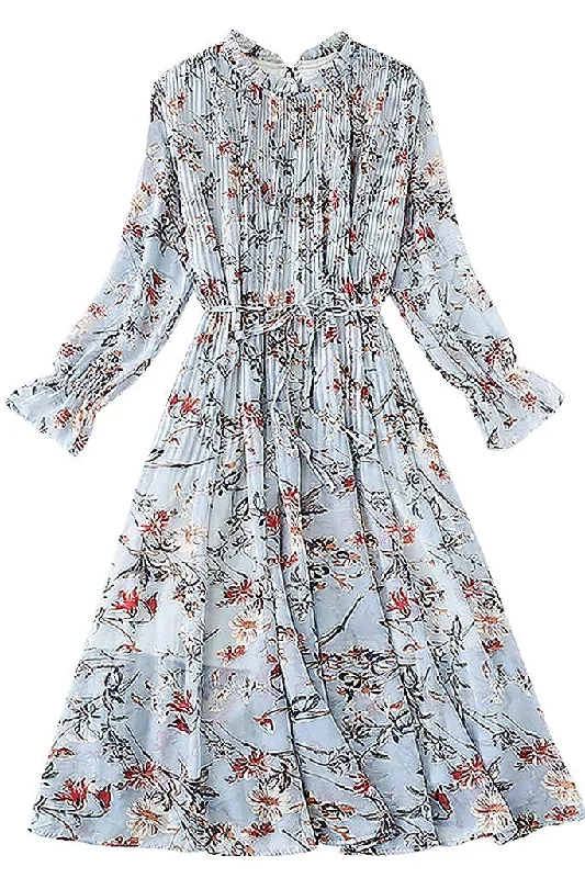 Yvonne Blue Floral Siphon Dress Tunics Modern contemporary