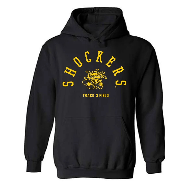 Wichita State - NCAA Women's Track & Field : Sydney Brown - Hooded Sweatshirt Hoodie with Tied Waist Feminine Flattering Wichita State - NCAA Women's Track & Field : Sydney Brown - Hooded Sweatshirt Hoodie with Tied Waist Feminine Flattering