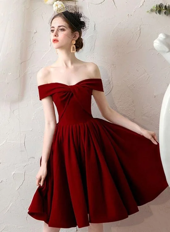 Lovely Sweetheart Wine Red Velvet Short Party Dress, Dark Red Velvet Prom Dress Homecoming Dress Tunics Seasonal trendy Lovely Sweetheart Wine Red Velvet Short Party Dress, Dark Red Velvet Prom Dress Homecoming Dress Tunics Seasonal trendy