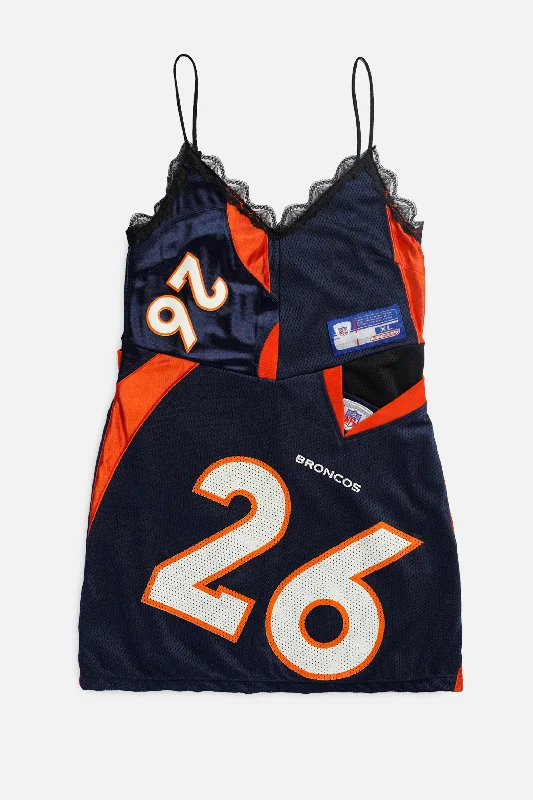Rework Denver Broncos NFL Lace Dress - M sweetheart Neckline Romantic