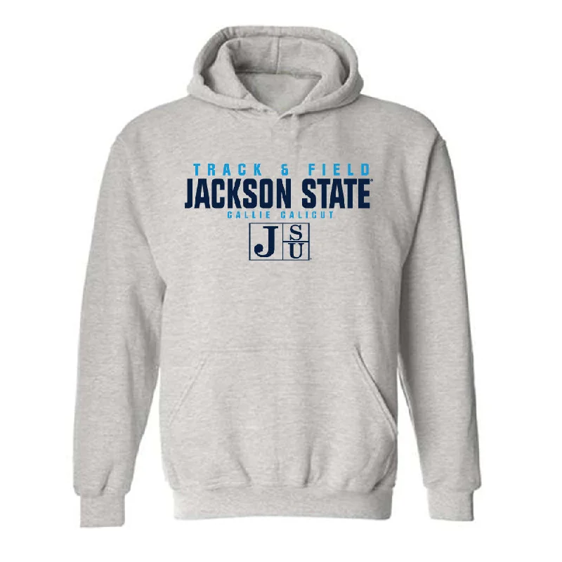 Jackson State - NCAA Women's Track & Field : Callie Calicut - Classic Fashion Shersey Hooded Sweatshirt Hoodie with Side Slits Relaxed Casual Jackson State - NCAA Women's Track & Field : Callie Calicut - Classic Fashion Shersey Hooded Sweatshirt Hoodie with Side Slits Relaxed Casual