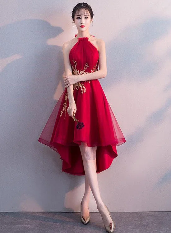 Red High Low Halter Stylish Formal Dress, Cute Party Dresses Tunics Bestseller popular Red High Low Halter Stylish Formal Dress, Cute Party Dresses Tunics Bestseller popular