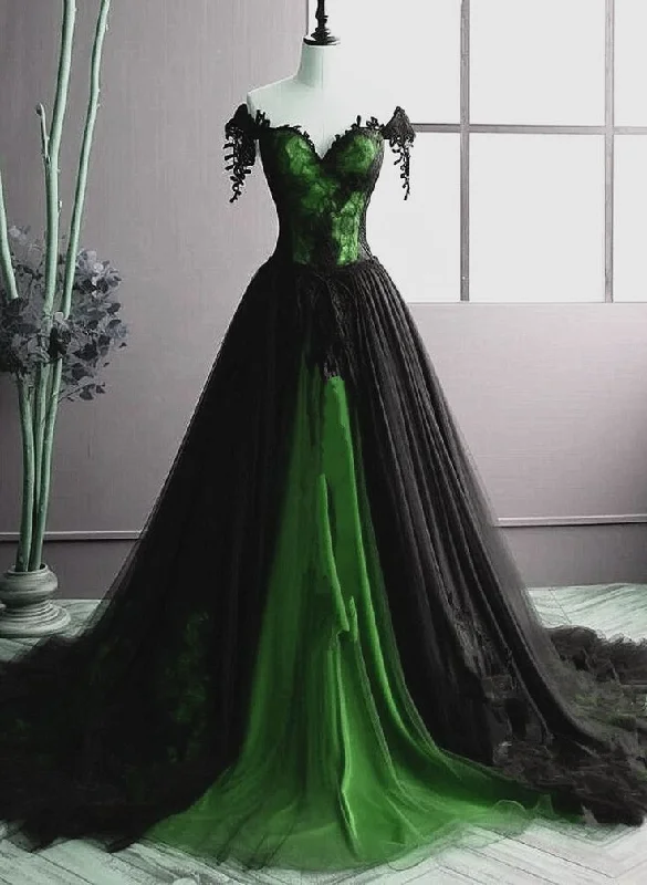 Unique Off The Shoulder Green A-line Sweetheart Tulle Long Party Dress, Evening Dress Y7795 Tunics Trendy modern Unique Off The Shoulder Green A-line Sweetheart Tulle Long Party Dress, Evening Dress Y7795 Tunics Trendy modern