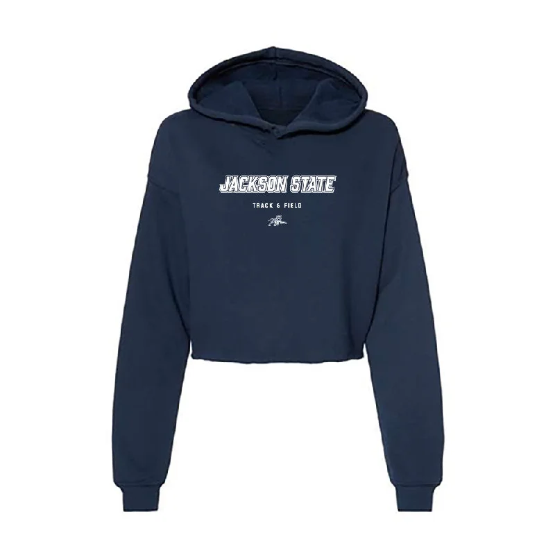 Jackson State - NCAA Women's Track & Field : Callie Calicut - Women's Crop Fleece Hoodie Hoodie with Hidden Zipper Minimalist Clean Jackson State - NCAA Women's Track & Field : Callie Calicut - Women's Crop Fleece Hoodie Hoodie with Hidden Zipper Minimalist Clean