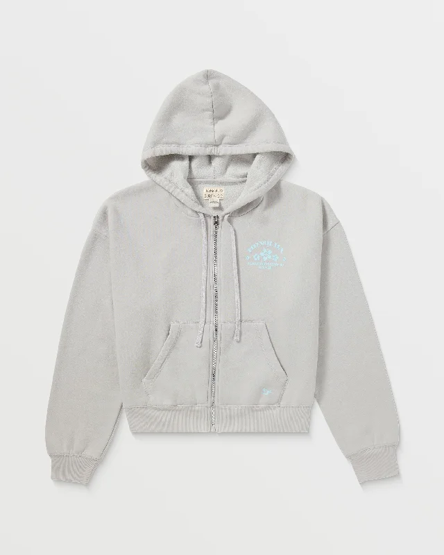 Womens Lei 95 Zip-Up Hoodie - Pearl Grey Hoodie with Typography Text Message