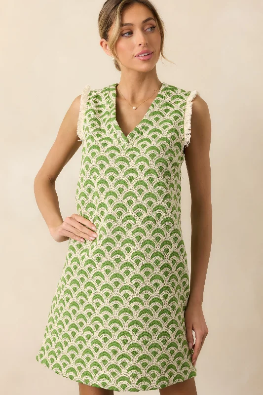 Just Enough Light Green Embroidered Mini Shift Dress Tunics Formal black