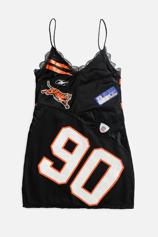 Rework Cincinnati Bengals NFL Lace Dress - S Tunics Practical easy-care