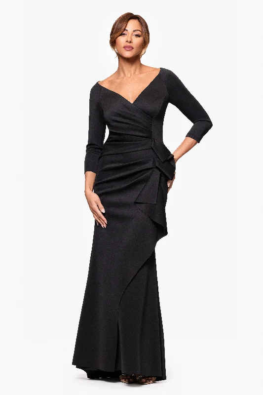 Petite "Lexi" Side-Slit Scuba V-Neck Party Dress Tunics Fashionable trendy