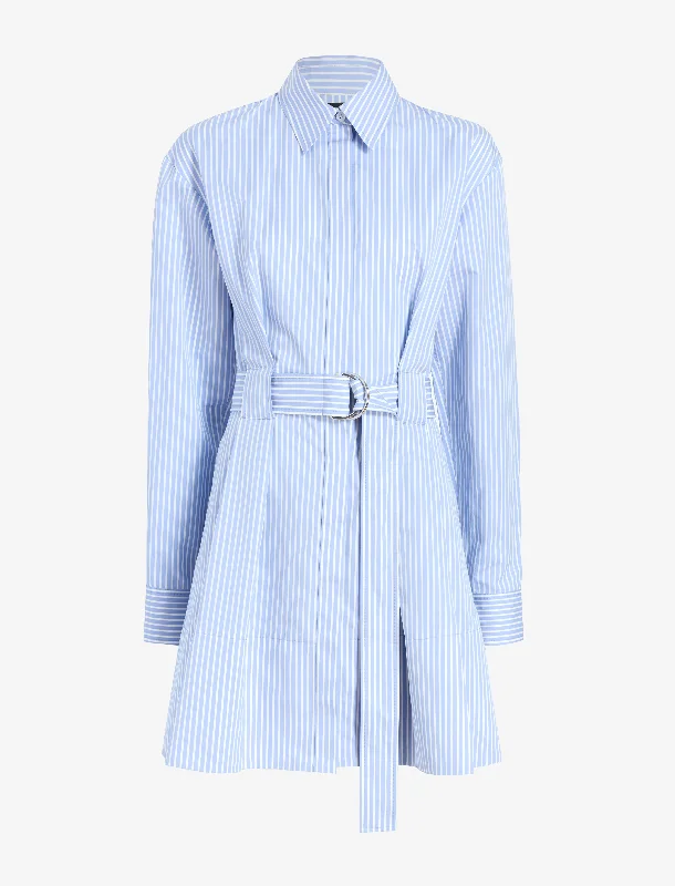 Viola Dress in Stripe Cotton Silk Poplin Boatneck Modish Everyday