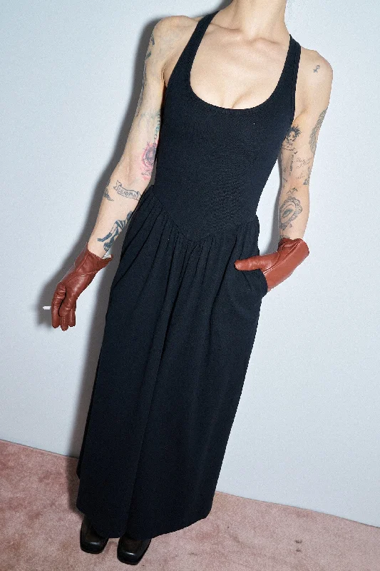 Breathable Pique Cotton Crossback Maxi Travel Dress Black Tunics Versatile all-occasion Breathable Pique Cotton Crossback Maxi Travel Dress Black Tunics Versatile all-occasion
