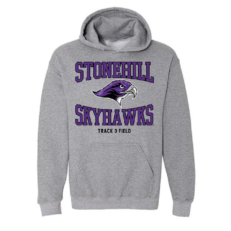 Stonehill - NCAA Women's Track & Field (Outdoor) : Morgan Correia - Classic Shersey Hooded Sweatshirt Hoodie with Mock Neck Collared Structured Stonehill - NCAA Women's Track & Field (Outdoor) : Morgan Correia - Classic Shersey Hooded Sweatshirt Hoodie with Mock Neck Collared Structured