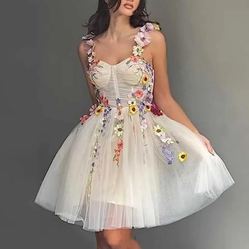 3D Flowers Spaghetti Straps Prom Dress A-line Wedding Gown Birthday Party Dress Tulle Evening Dress Tunics Corduroy durable 3D Flowers Spaghetti Straps Prom Dress A-line Wedding Gown Birthday Party Dress Tulle Evening Dress Tunics Corduroy durable