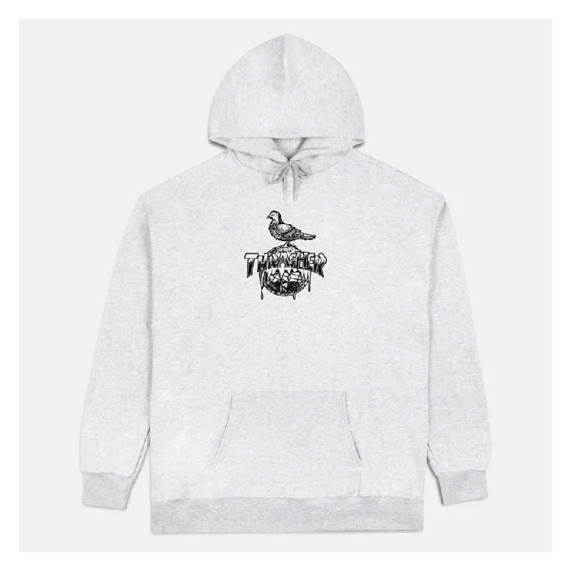 Thrasher X Antihero Hoodie Cover The Earth - Ash Grey Hoodie Jacket Zipper Layering