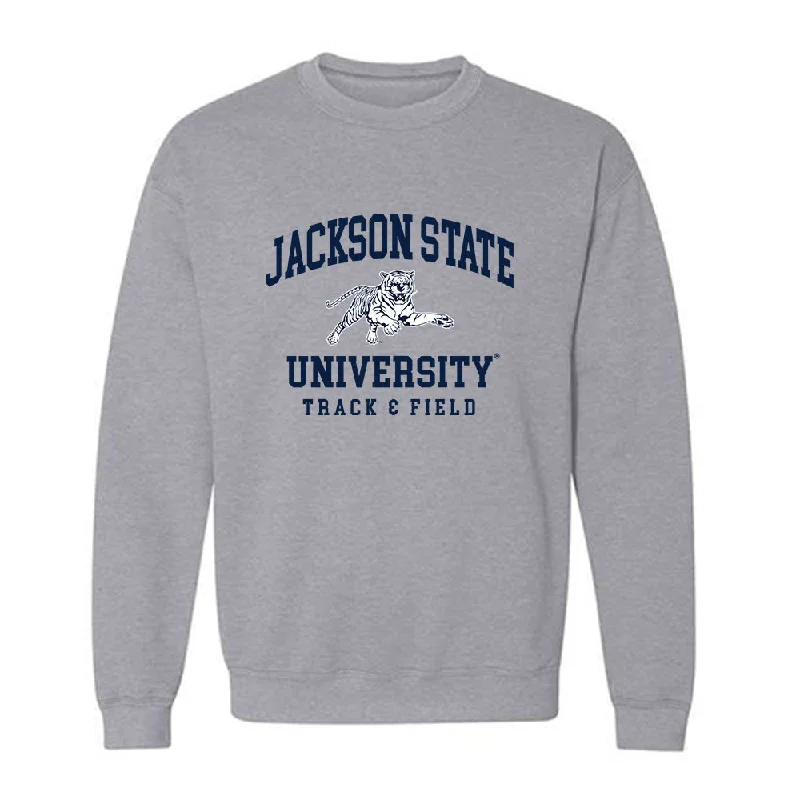 Jackson State - NCAA Women's Track & Field : Callie Calicut - Crewneck Sweatshirt Hoodie with Zipper Placket Modern Functional Jackson State - NCAA Women's Track & Field : Callie Calicut - Crewneck Sweatshirt Hoodie with Zipper Placket Modern Functional