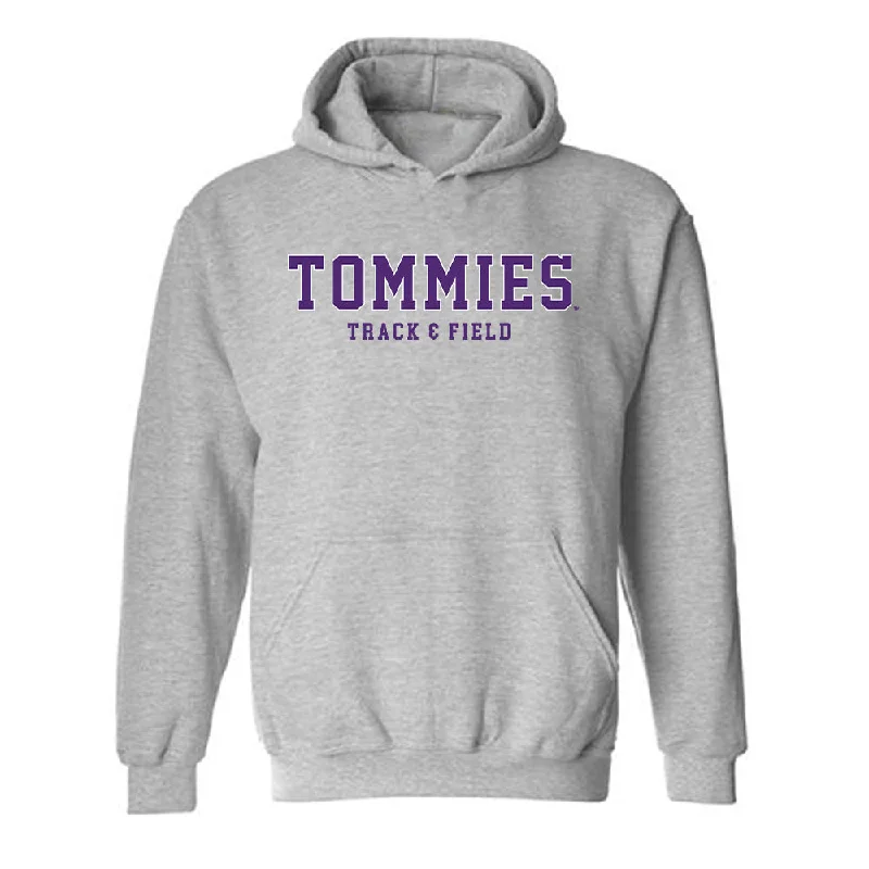 UST - NCAA Women's Track & Field : Kendall Hagness - Hooded Sweatshirt Hoodie with Raw Hem Edgy Unfinished UST - NCAA Women's Track & Field : Kendall Hagness - Hooded Sweatshirt Hoodie with Raw Hem Edgy Unfinished