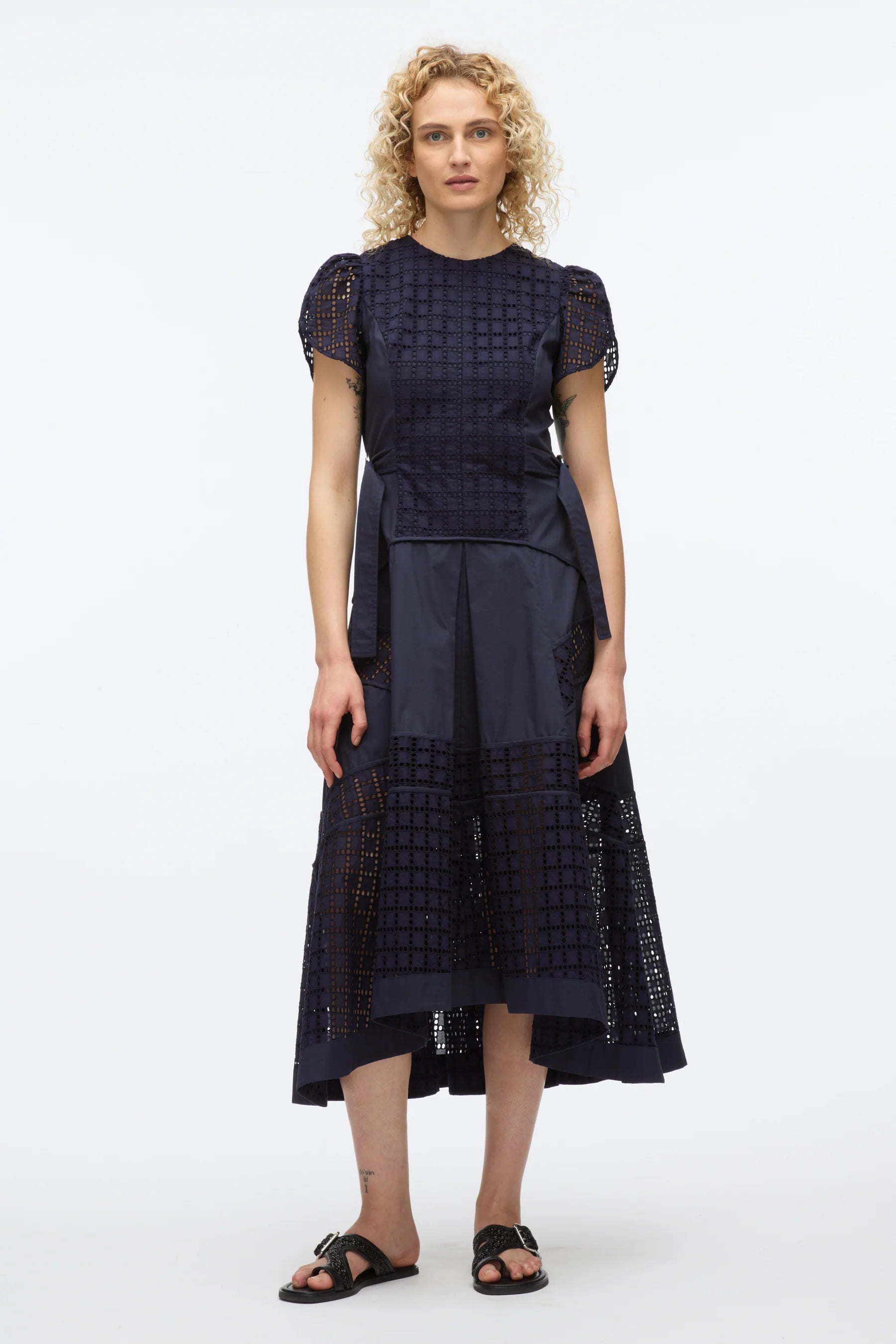 Broiderie Anglaise Tulip Dress Square Neckline Feminine