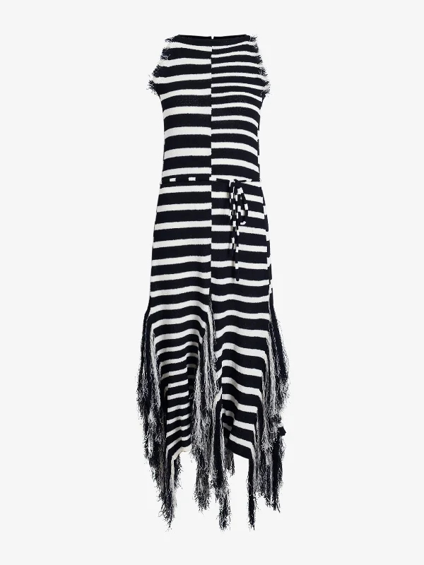 Yves Dress in Stripe Fringed Knit Tunics Sophisticated sleek