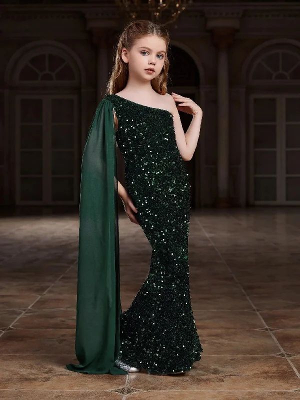 Tween Girls' Draped Side Sequin Mermaid Party Dress Tunics Review highly