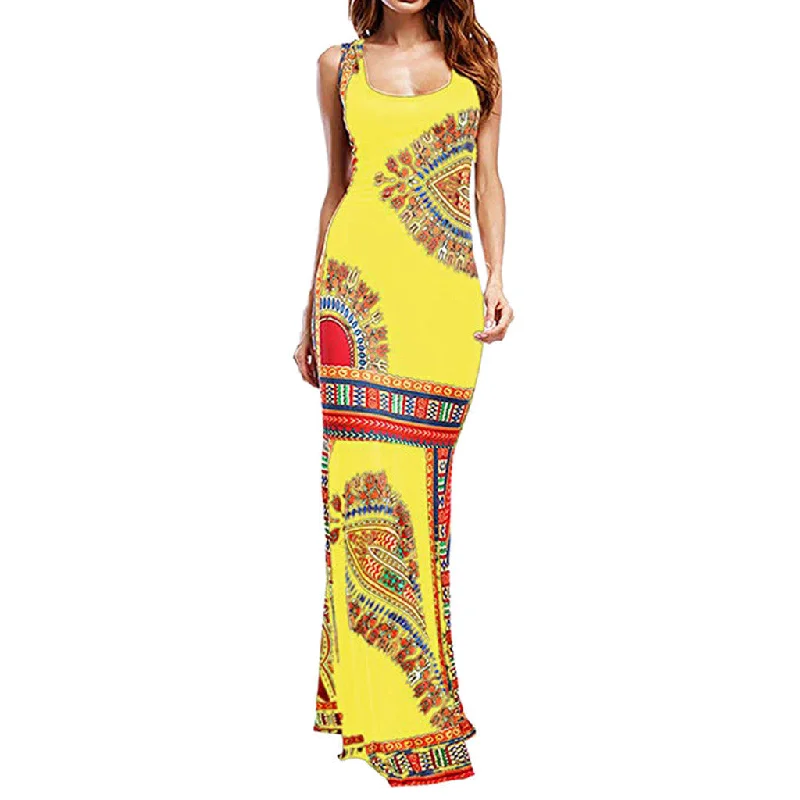 Flower Sleeveless Dress Long Group Party Party Dress Tunics Practical durable