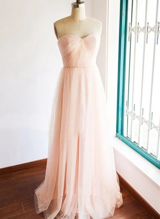 Light Pink Tulle Long Bridesmaid Dresses, Elegant Simple Party Dress, Pink Gown Lace Sexy Club Light Pink Tulle Long Bridesmaid Dresses, Elegant Simple Party Dress, Pink Gown Lace Sexy Club