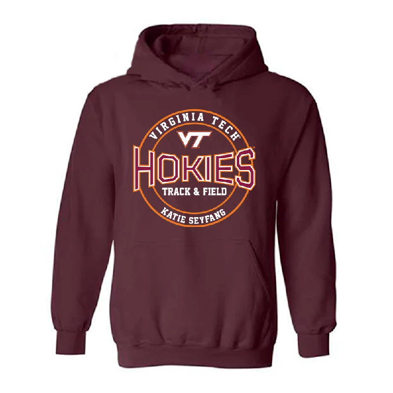 Virginia Tech - NCAA Women's Track & Field : Katie Seyfang - Classic Fashion Shersey Hooded Sweatshirt Hoodie with V-Neck Classic Versatile Virginia Tech - NCAA Women's Track & Field : Katie Seyfang - Classic Fashion Shersey Hooded Sweatshirt Hoodie with V-Neck Classic Versatile