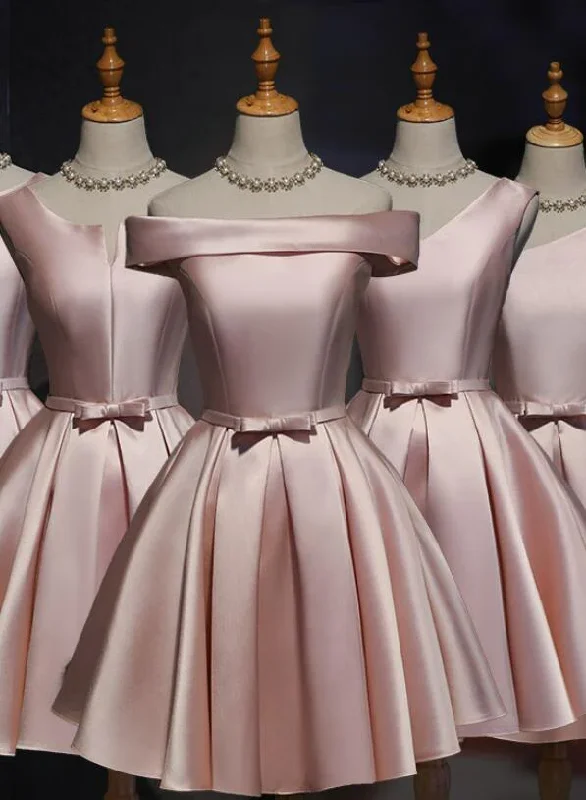 Pink Off Shoulder Homecoming Dress, Pink Party Dress , Cute Satin Dress Tunics Corduroy durable Pink Off Shoulder Homecoming Dress, Pink Party Dress , Cute Satin Dress Tunics Corduroy durable