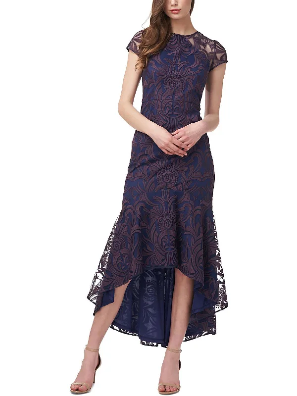 Womens Embroidered High-Low Evening Dress Casual Short Summer