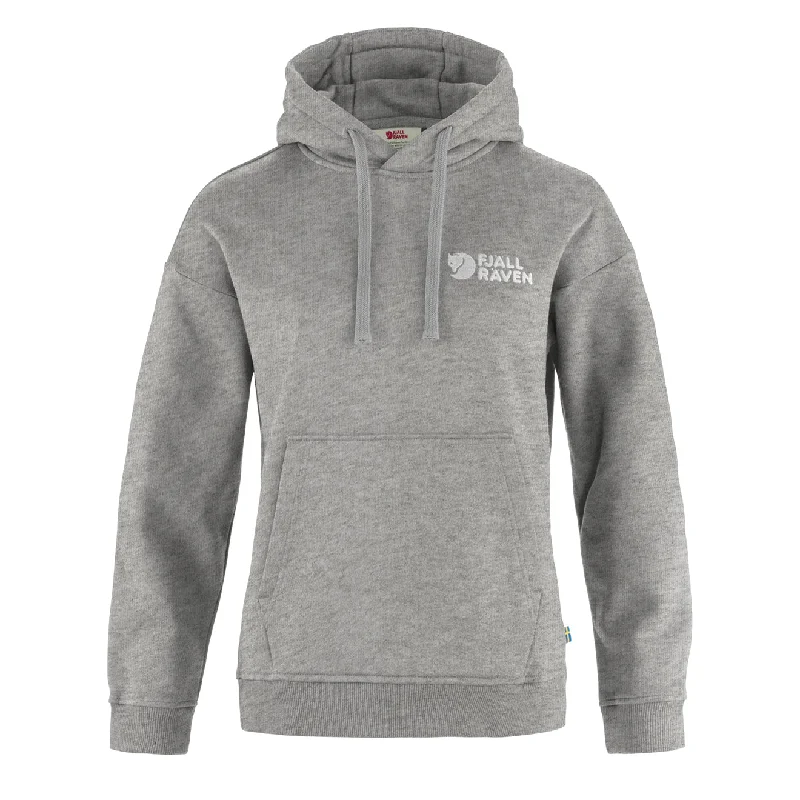 Fjallraven Womens Classic Hoodie Grey / Melange Hoodie with Mock Neck Collared Structured Fjallraven Womens Classic Hoodie Grey / Melange Hoodie with Mock Neck Collared Structured