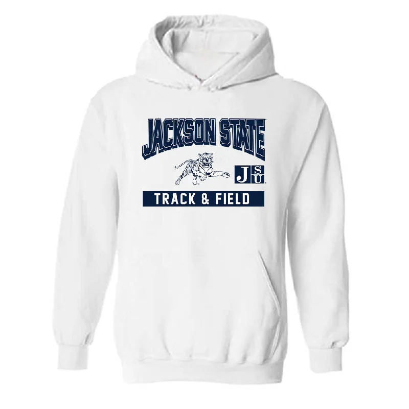 Jackson State - NCAA Women's Track & Field : Callie Calicut - Classic Fashion Shersey Hooded Sweatshirt Hoodie with Exposed Zipper Edgy Industrial Jackson State - NCAA Women's Track & Field : Callie Calicut - Classic Fashion Shersey Hooded Sweatshirt Hoodie with Exposed Zipper Edgy Industrial