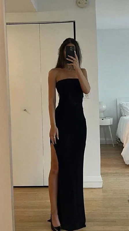 Simple Black Strapless Evening Dress Prom Party Dress Y7519 sweetheart Neckline Romantic Simple Black Strapless Evening Dress Prom Party Dress Y7519 sweetheart Neckline Romantic