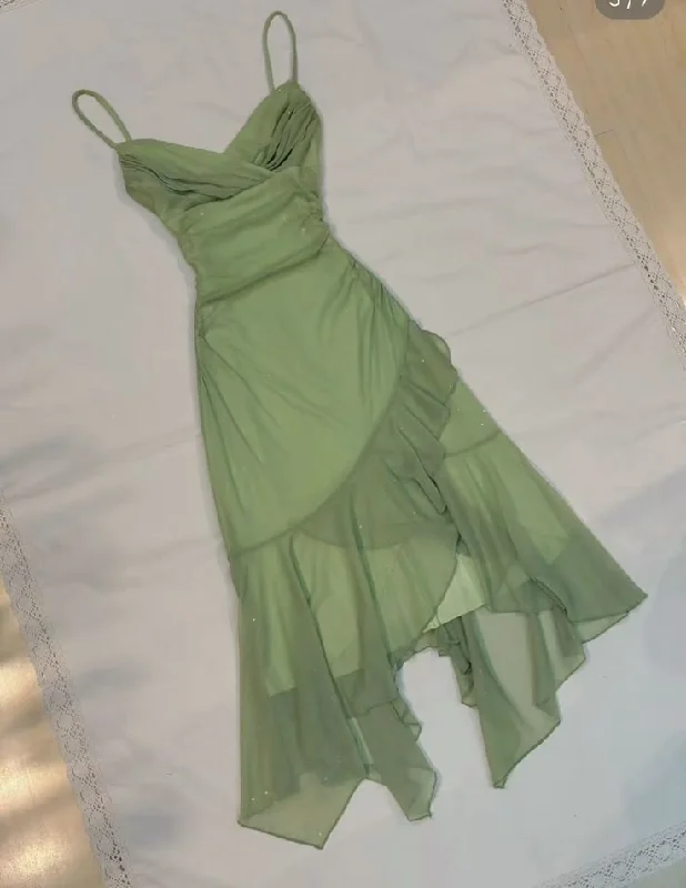 Green Spaghetti Straps Sheath Chiffon Vintage Long Party Dress Evening Dress, DP4754 Tunics Mesh breathable Green Spaghetti Straps Sheath Chiffon Vintage Long Party Dress Evening Dress, DP4754 Tunics Mesh breathable