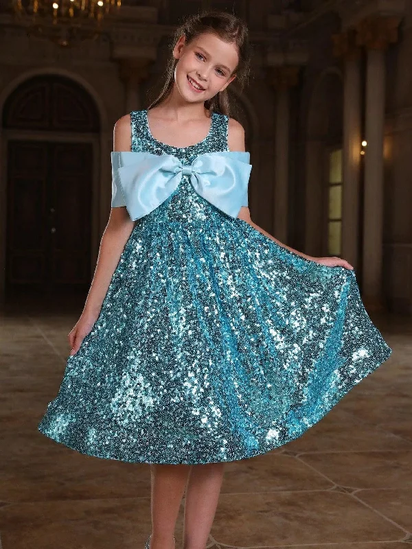 Tween Girls' Bow Detail Sequin Party Dress Chiffon Maxi Beach