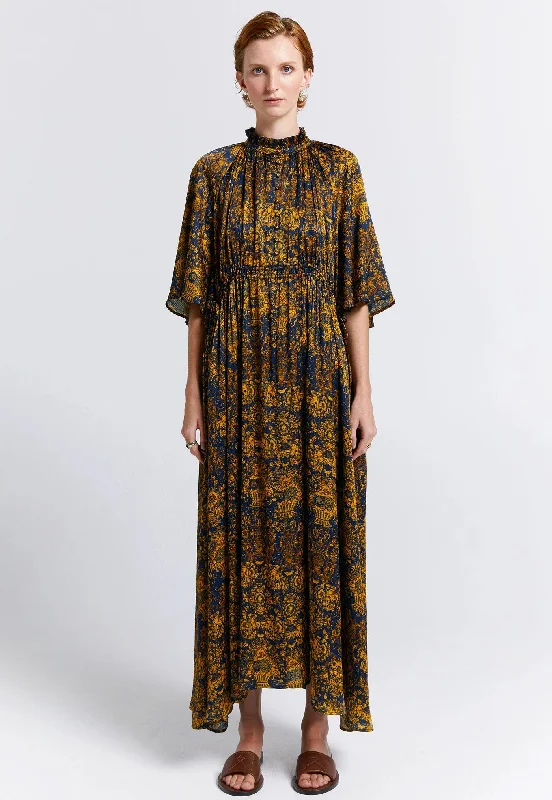 Trinket Dress -Navy/Antique Gold Tunics Practical easy-care