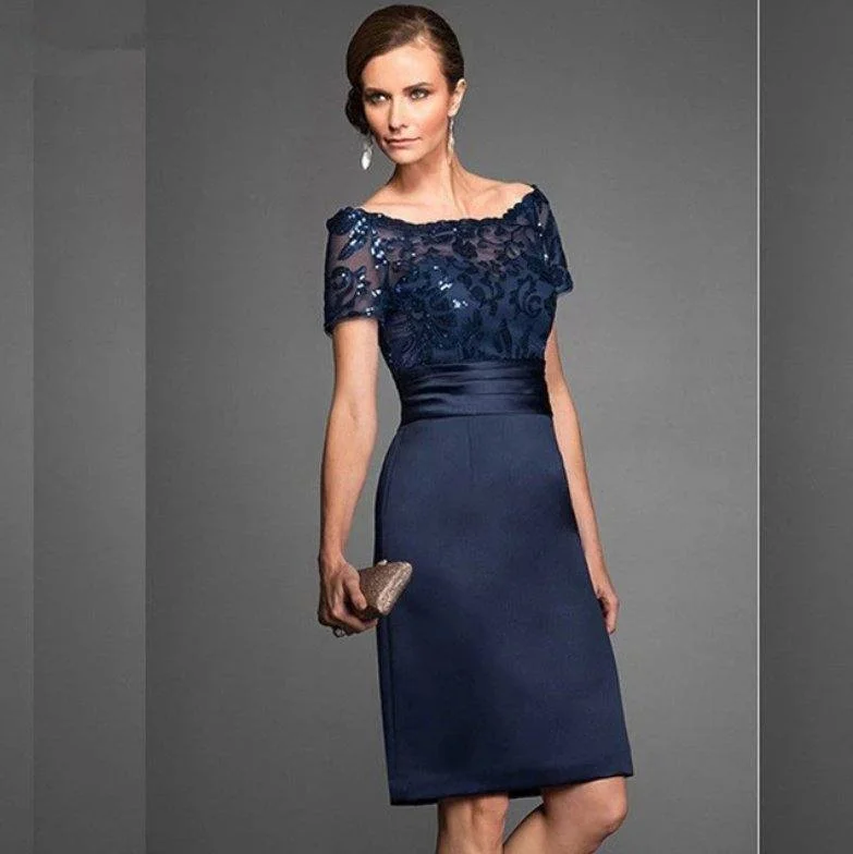 Navy Blue Mother Of The Bride Dresses Sheath Knee Length Sequins Plus Size Wedding Party Dress Mother Dress For Wedding Tunics Fall fleece Navy Blue Mother Of The Bride Dresses Sheath Knee Length Sequins Plus Size Wedding Party Dress Mother Dress For Wedding Tunics Fall fleece