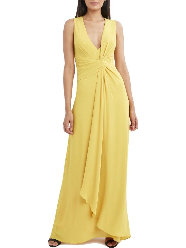 Womens Plunging Sleeveless Evening Dress Halter Neckline Beach