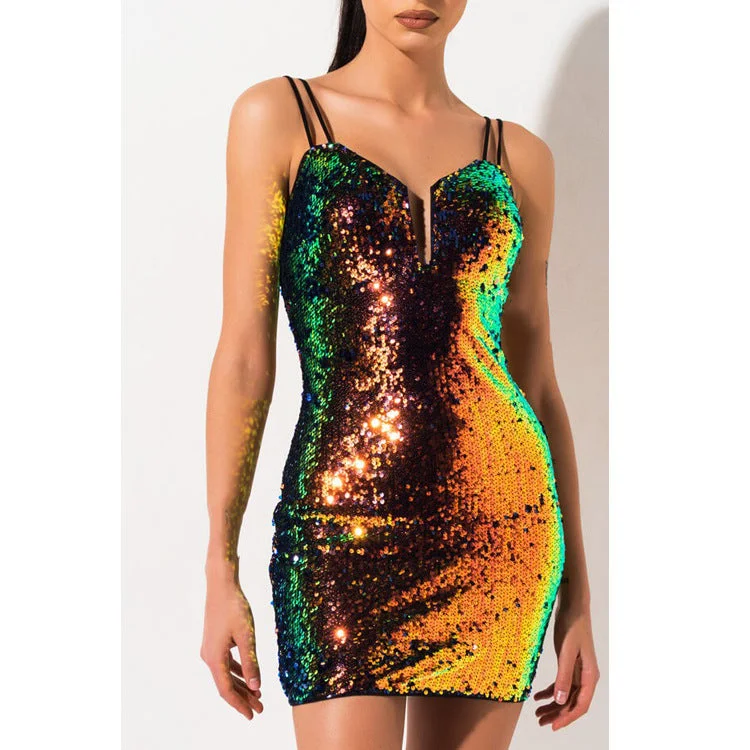 Popular women sexy sequined sleeveless mini dress beach party dress in nightclub V-neck sheath club dresses with zipper Tunics Fall fleece Popular women sexy sequined sleeveless mini dress beach party dress in nightclub V-neck sheath club dresses with zipper Tunics Fall fleece