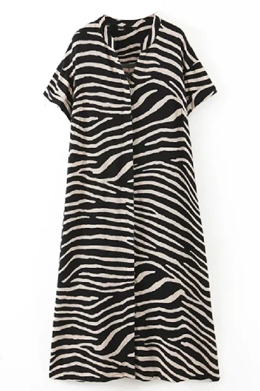 Cyra Black and White Loose Dress Tunics Practical easy-care