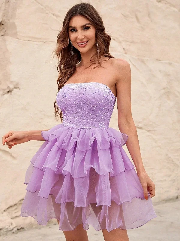 Sequin Tube A Line Party Dress Tunics Leisure comfortable