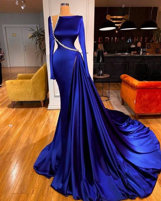 elegant modest evening dresses long sleeve royal blue beaded luxury elegant formal party dresses Y40 Tunics Silk luxurious elegant modest evening dresses long sleeve royal blue beaded luxury elegant formal party dresses Y40 Tunics Silk luxurious