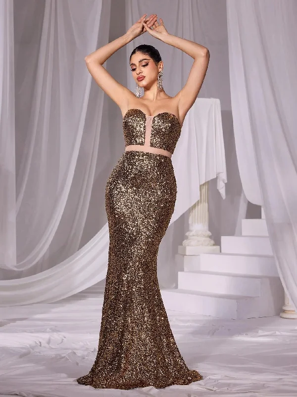 Sequin Cut Out Mermaid Hem Tube Party Dress Tunics Occasion special