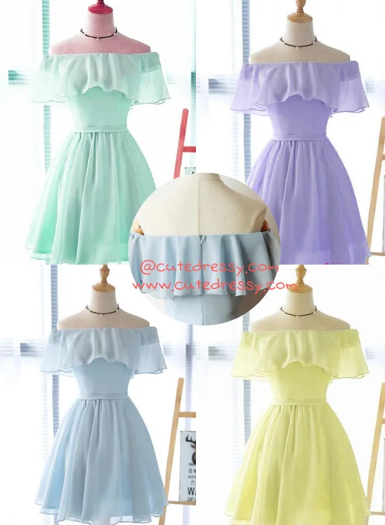 Lovely Short Chiffon Off Shoulder Simple Party Dress, Knee Length Formal Dress Tunics Summer linen Lovely Short Chiffon Off Shoulder Simple Party Dress, Knee Length Formal Dress Tunics Summer linen