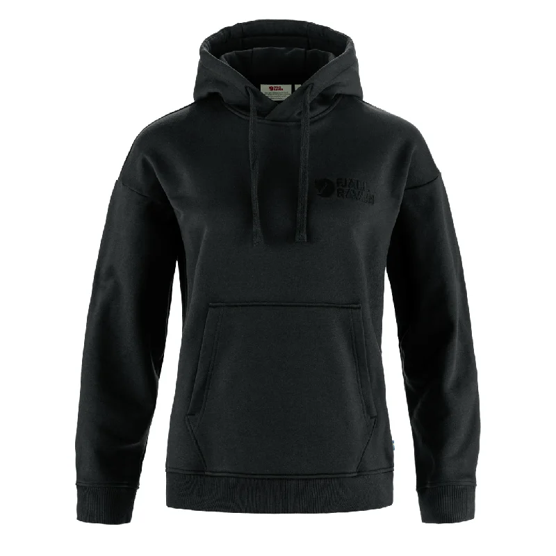 Fjallraven Womens Classic Hoodie Black Hoodie with High Neck Warm Protective