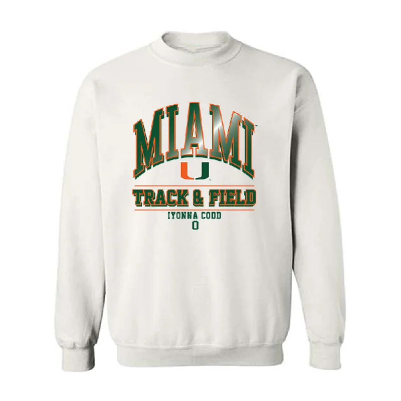 Miami - NCAA Women's Track & Field : Iyonna Codd - Classic Fashion Shersey Crewneck Sweatshirt Zip Hoodie Drawstring Kangaroo Pocket Miami - NCAA Women's Track & Field : Iyonna Codd - Classic Fashion Shersey Crewneck Sweatshirt Zip Hoodie Drawstring Kangaroo Pocket