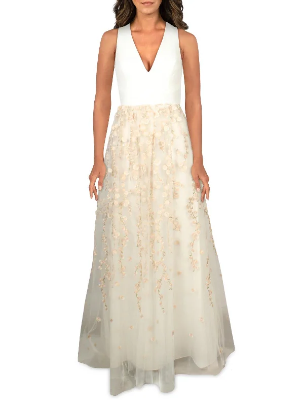 Madelyn Womens Floral Embroidered Evening Dress Tunics Canvas sturdy