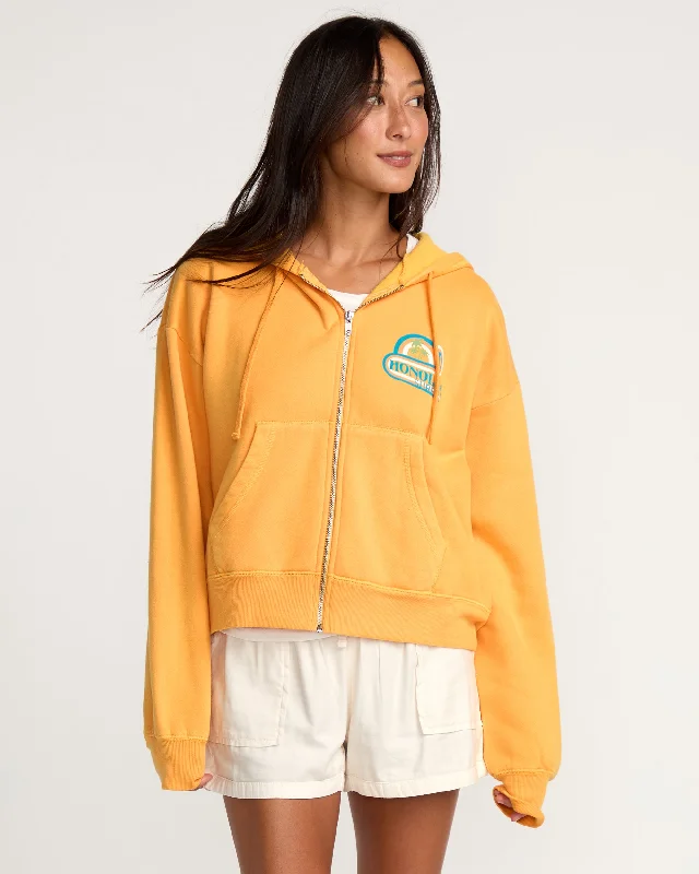 Womens Island Bound Hoodie - Mango Hoodie with Tied Waist Feminine Flattering