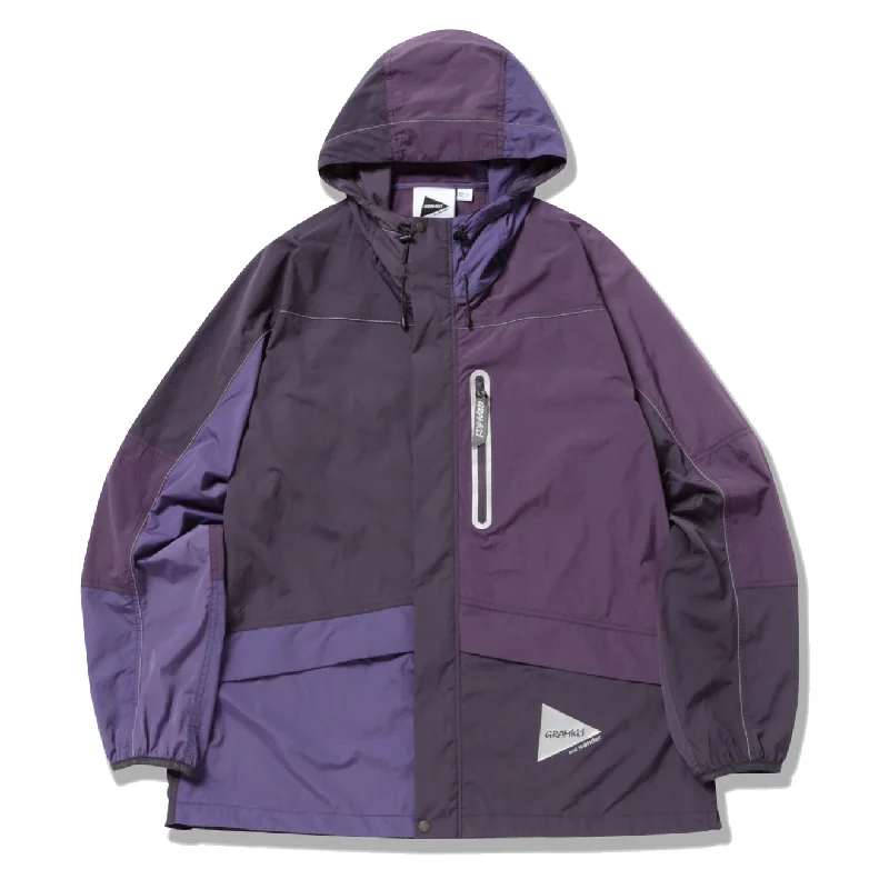 Gramicci x And Wander Women's Patchwork Wind Hoodie Multi Purple Hoodie Crop Top Short Trendy Gramicci x And Wander Women's Patchwork Wind Hoodie Multi Purple Hoodie Crop Top Short Trendy