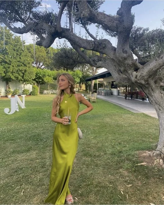 Green Halter Long Prom Dress Evening Gown Party Dress Y7518 Turtleneck Warm Winter